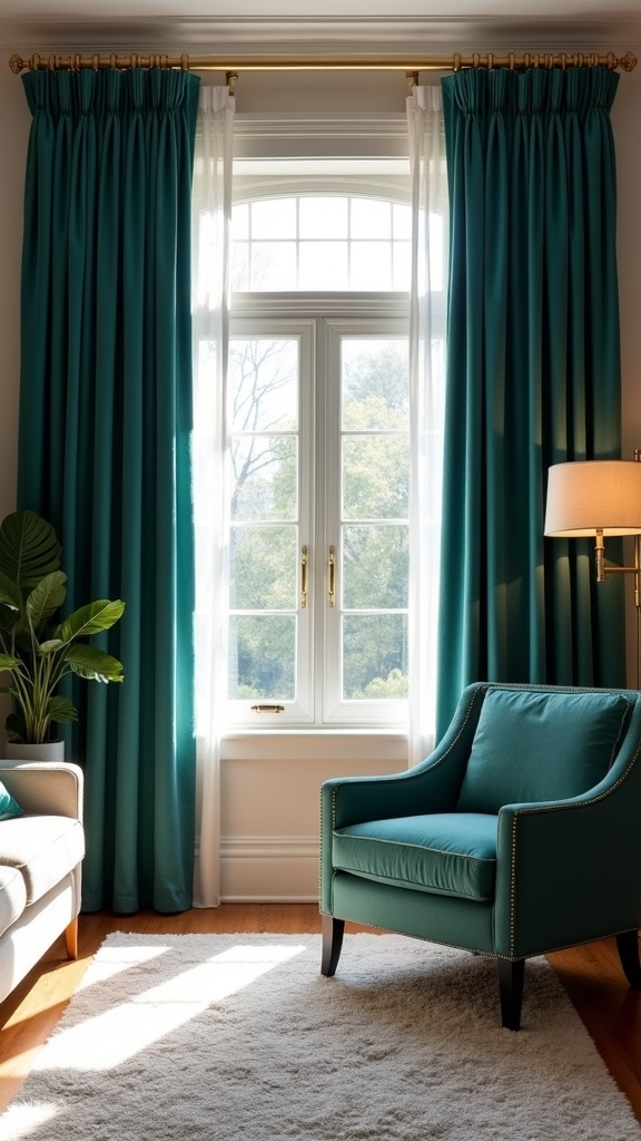 teal chenille curtain elegance