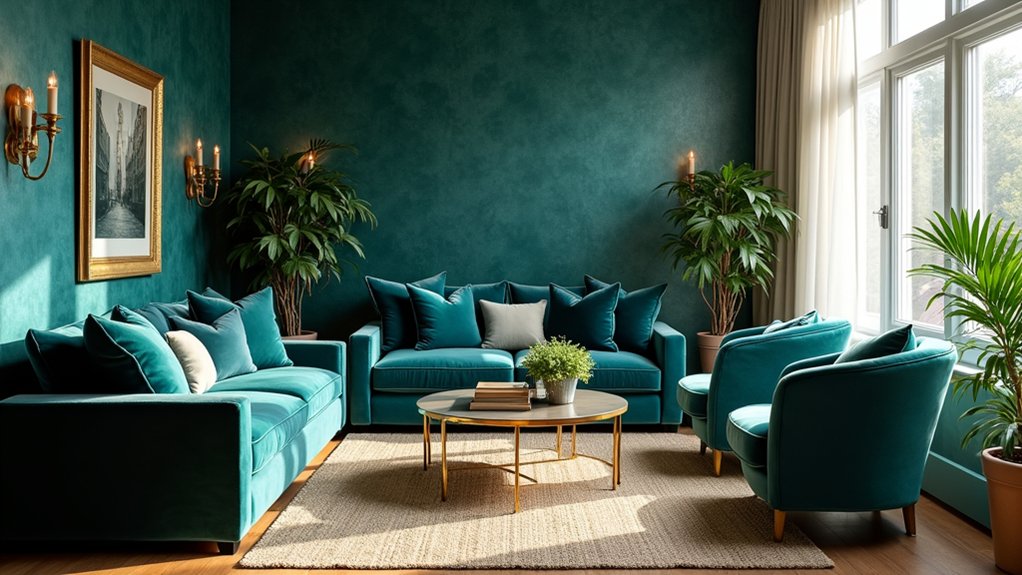 teal living room elegance