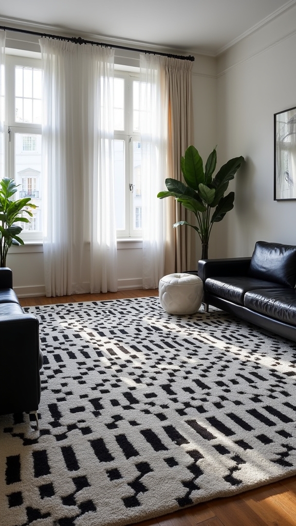 textured black and white rugs