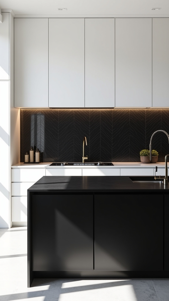 textured black backsplash elegance