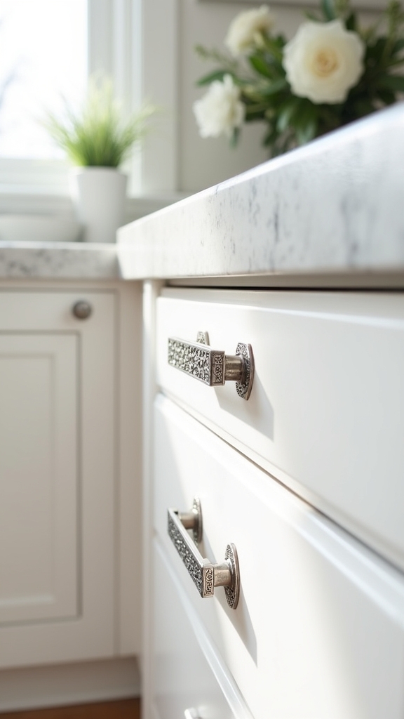 textured hardware enhances kitchens