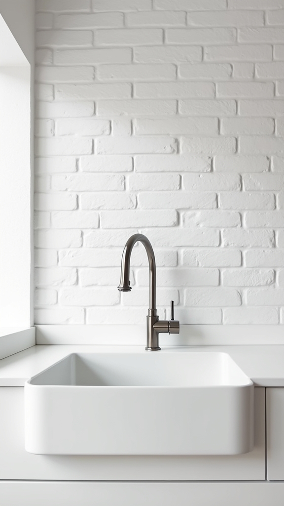 textured white brick backsplash