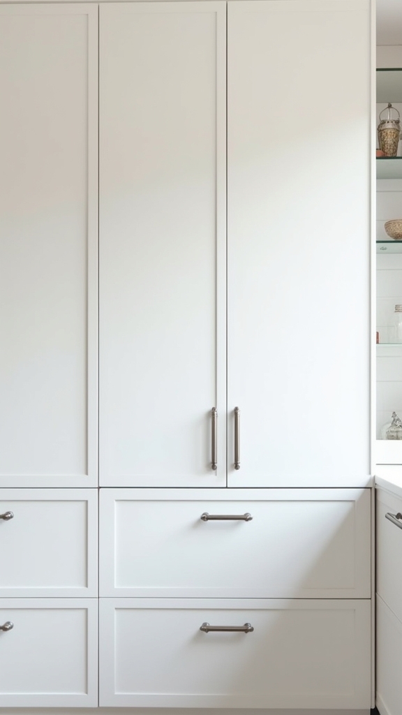 textured white cabinets contrast