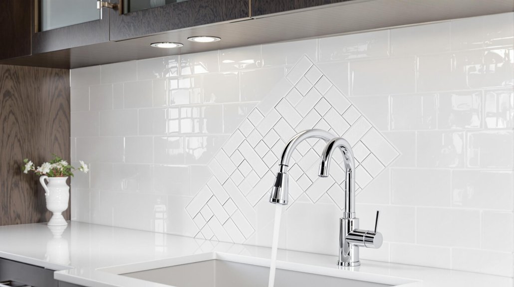textured white kitchen backsplashes