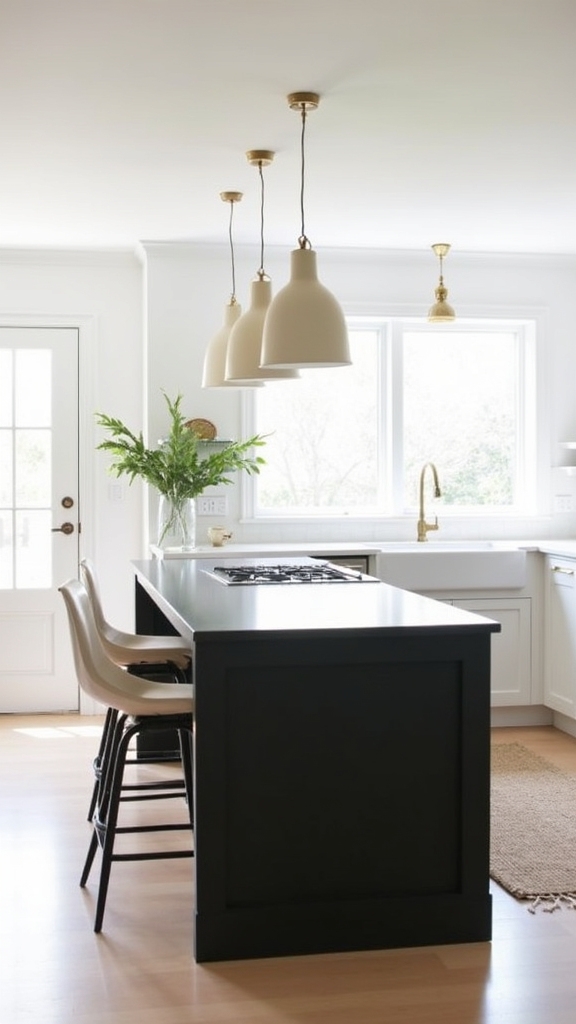 timeless black island kitchen