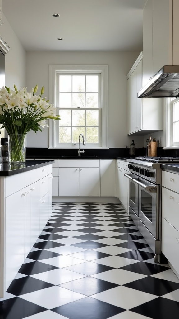timeless checkerboard kitchen style