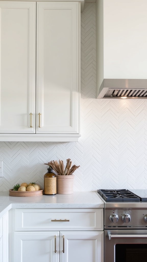 timeless herringbone backsplash elegance