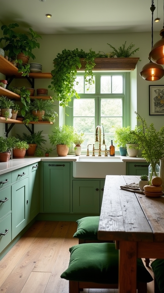 tranquil kitchen with greenery