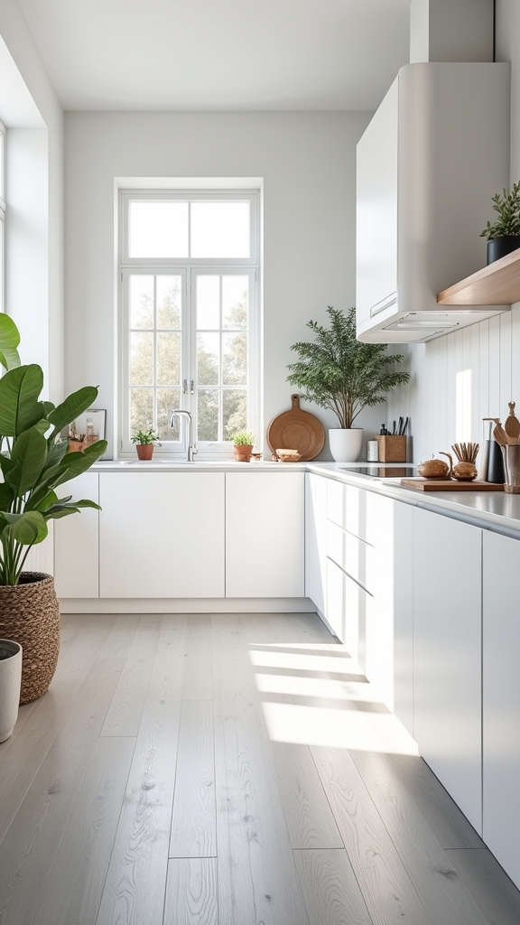 tranquil minimalist white kitchens