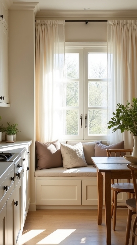 tranquil neutral breakfast nook