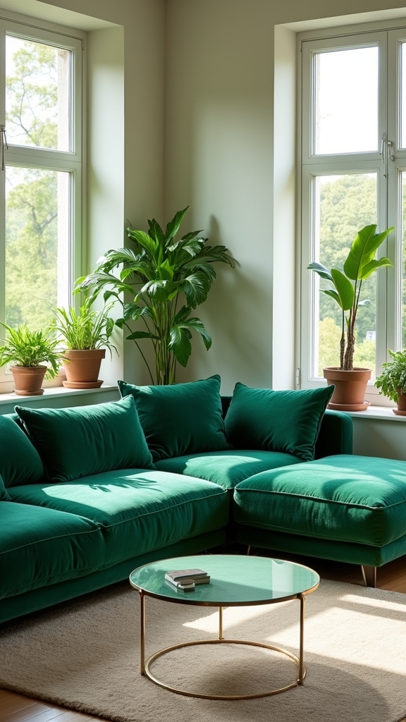 transformative modular green sofa
