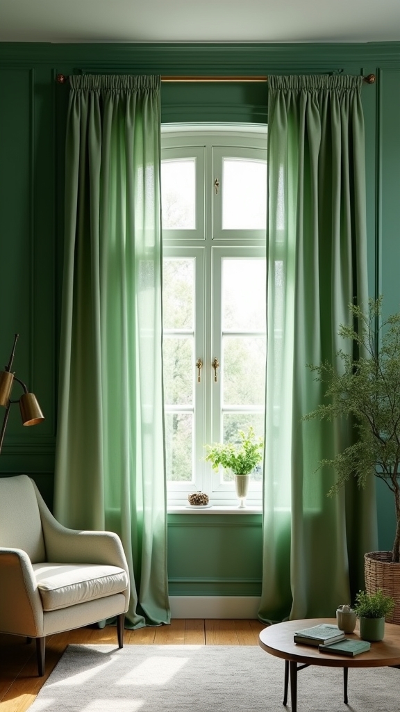 two tone green curtain elegance