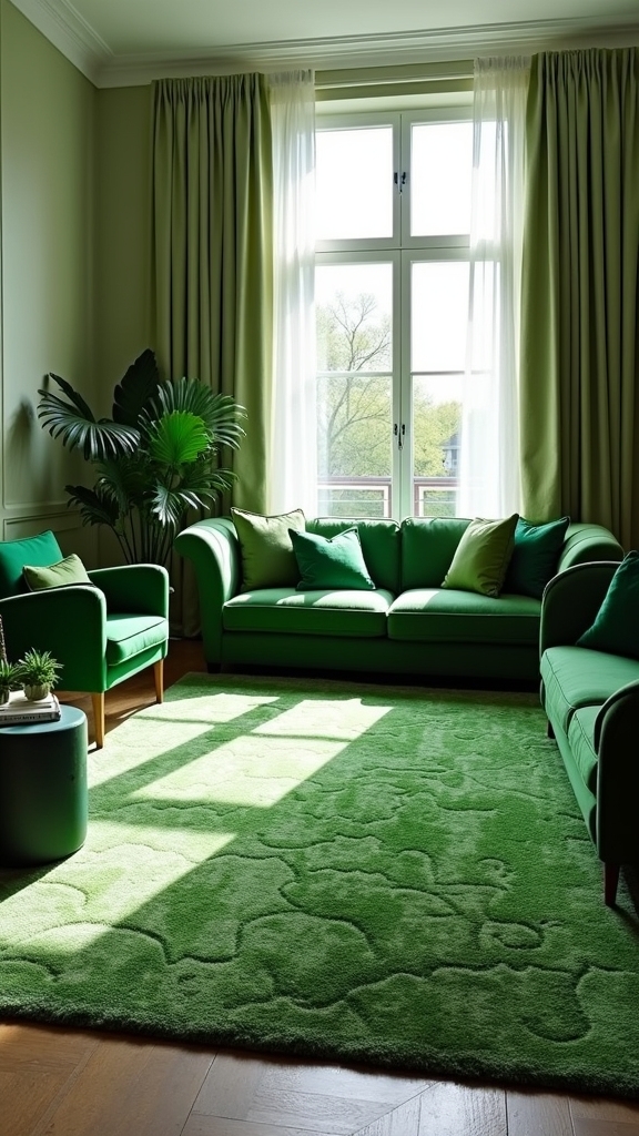 varied green monochromatic layers