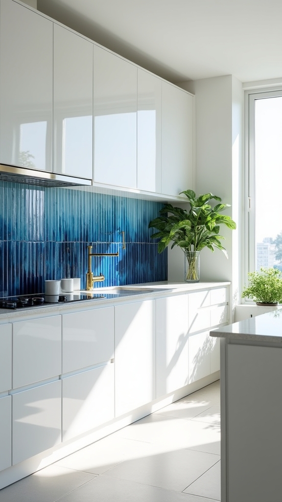 vertical blue tile design