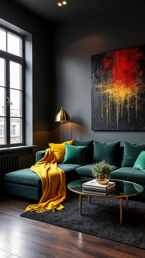 vibrant accents enhance contrast
