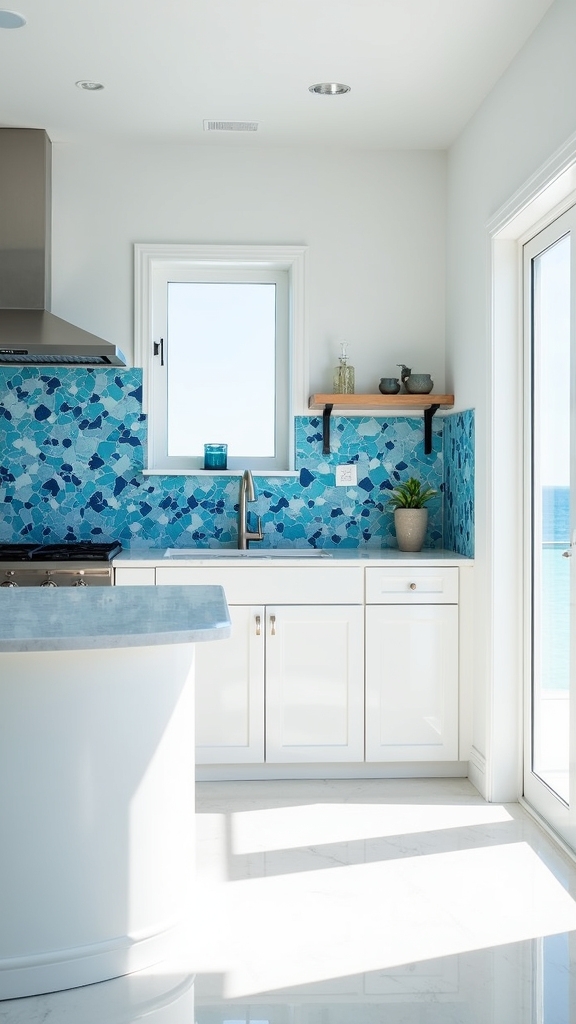 vibrant blue glass tiles
