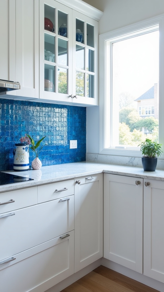 vibrant blue kitchen accents