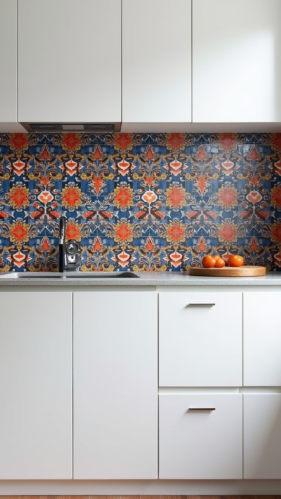 vibrant blue patterned tiles