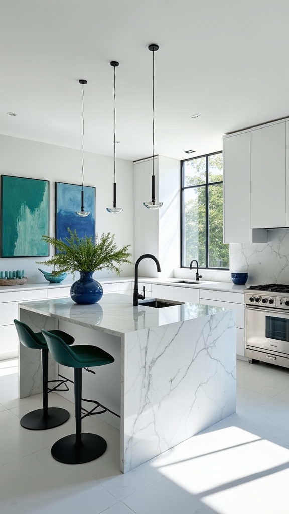 vibrant color contrasts kitchen