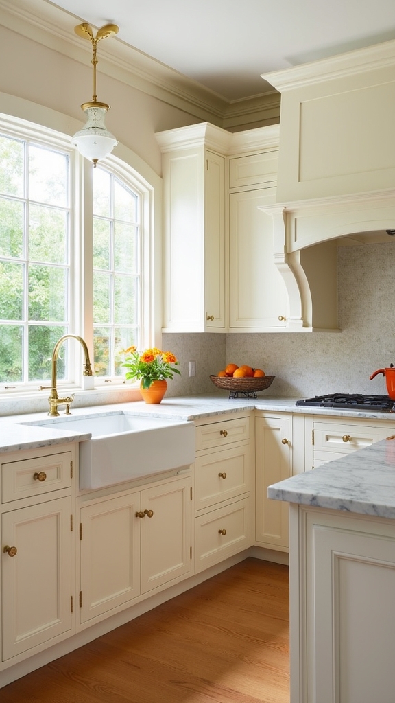 vibrant cream and orange accents