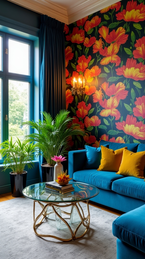vibrant floral feature walls
