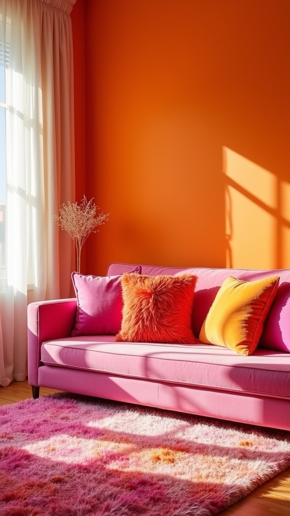 vibrant orange and pink