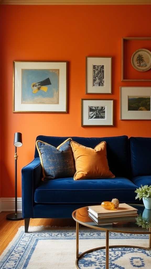 vibrant orange calming navy