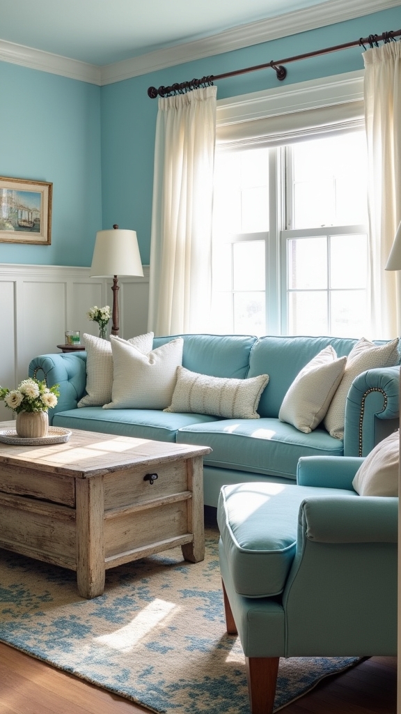 vintage blue living room