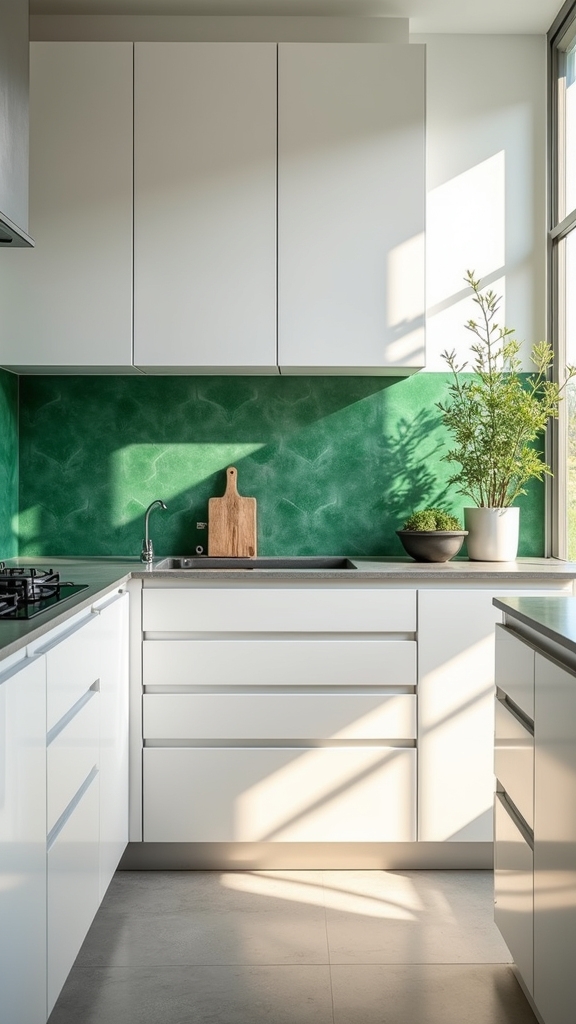 vivid green kitchen backsplash