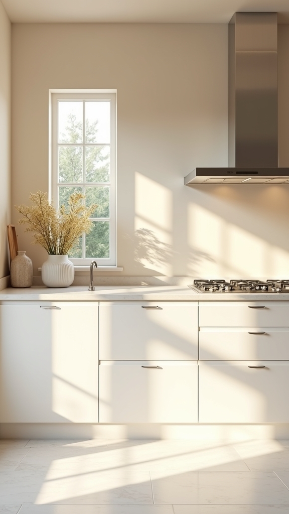 warm beige enhances kitchen elegance