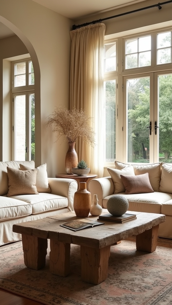warm beige layered textiles