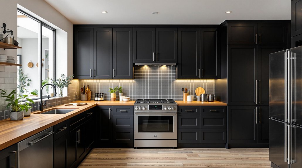 warm black kitchen aesthetics