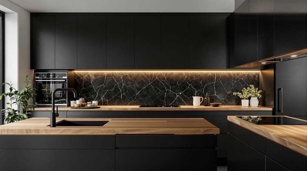 warm black kitchen designs