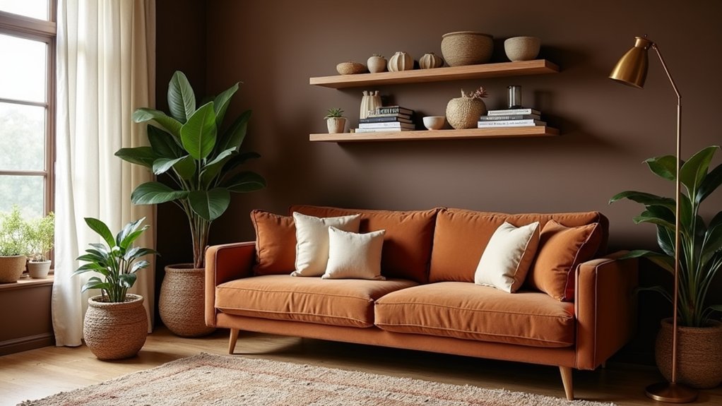warm brown living room decor