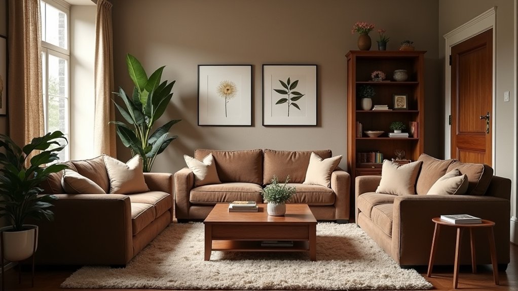 warm earth toned living rooms