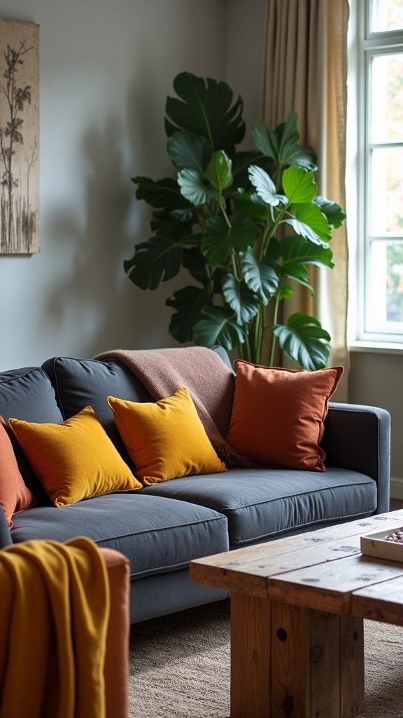 warm earthy tones enrich grey