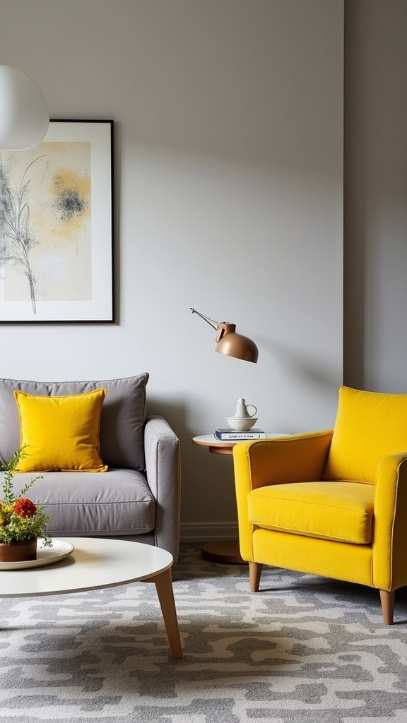 warm gray with mustard accents