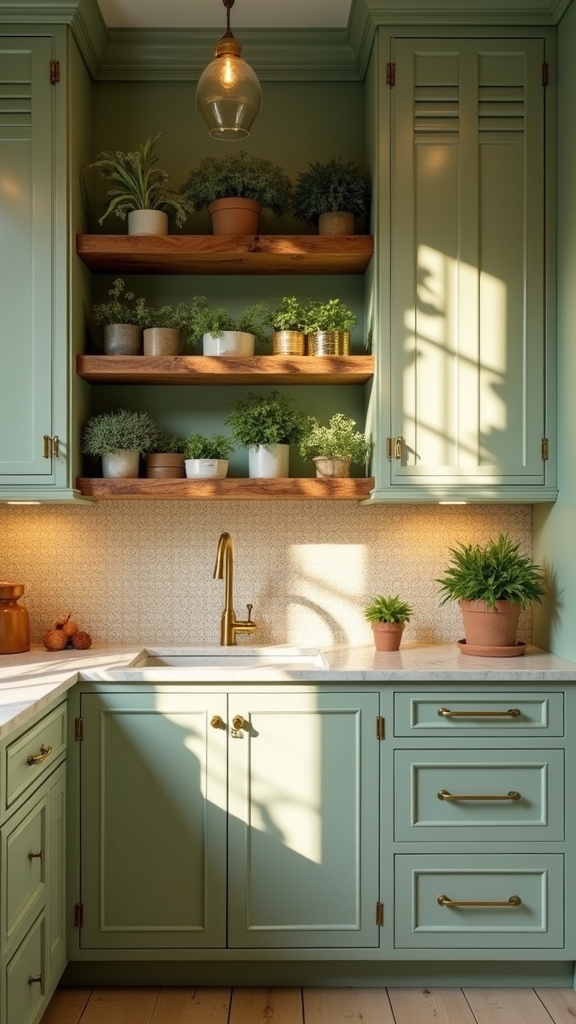 warm layered kitchen lighting
