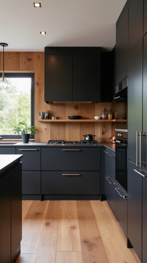 warm oak accents enhance kitchens