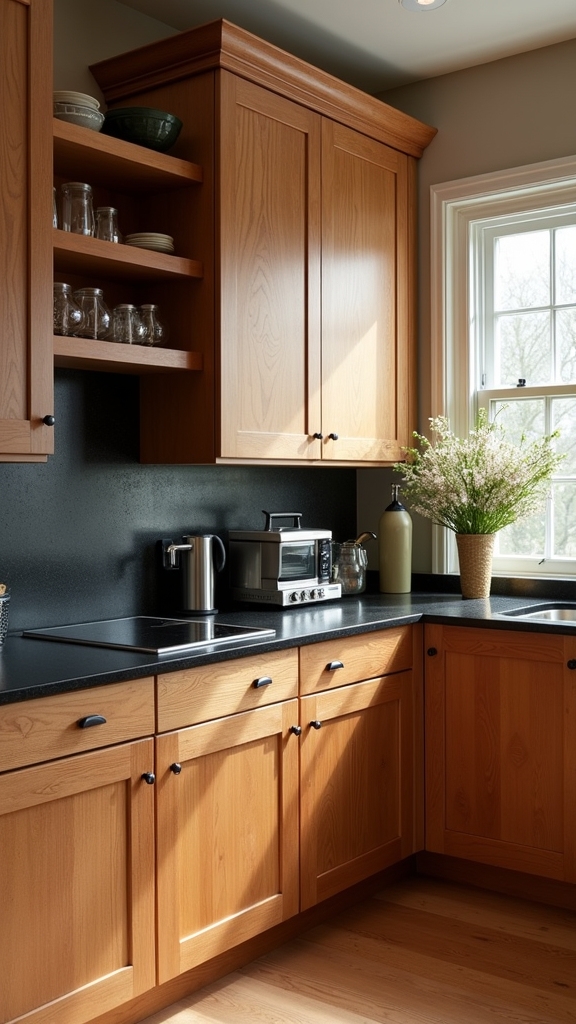 warm oak meets black