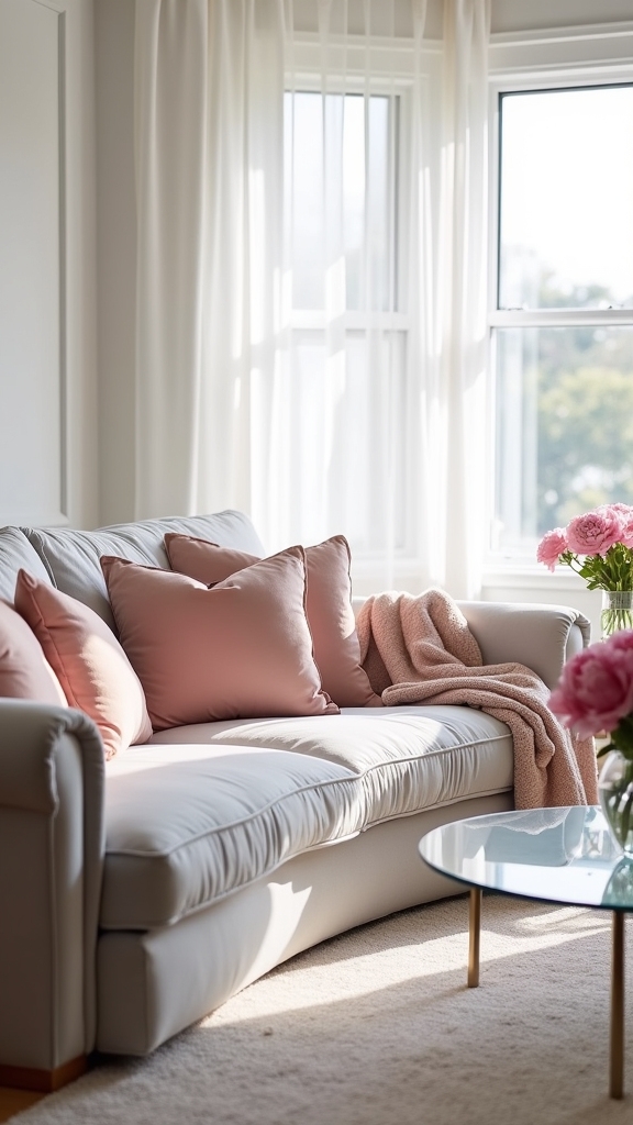 warm pink accents balance