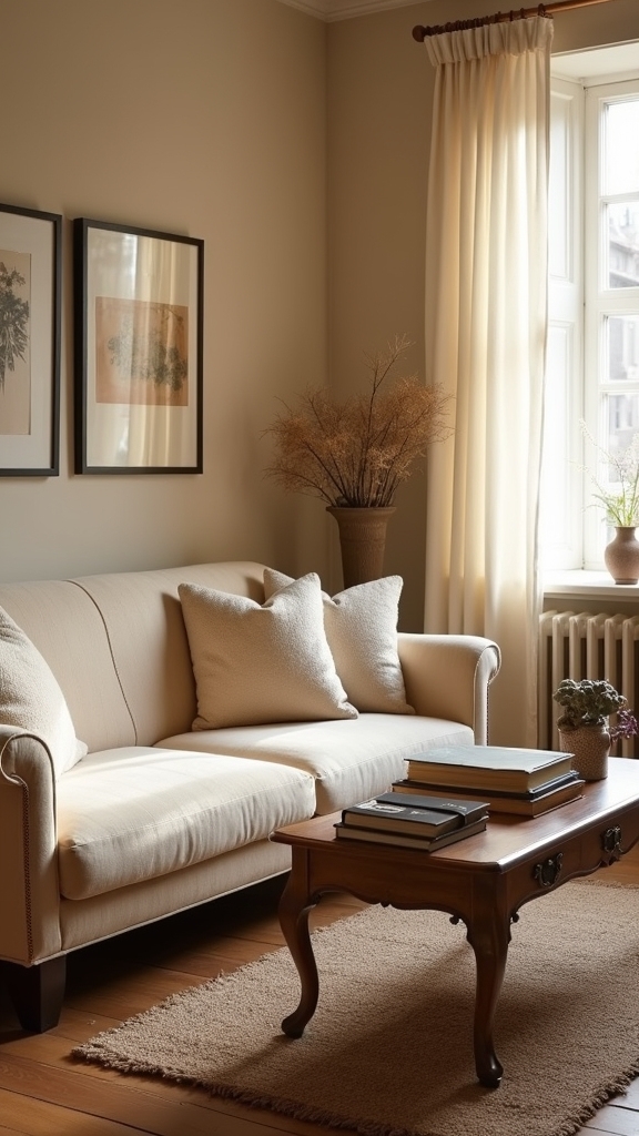 warm sepia toned living room