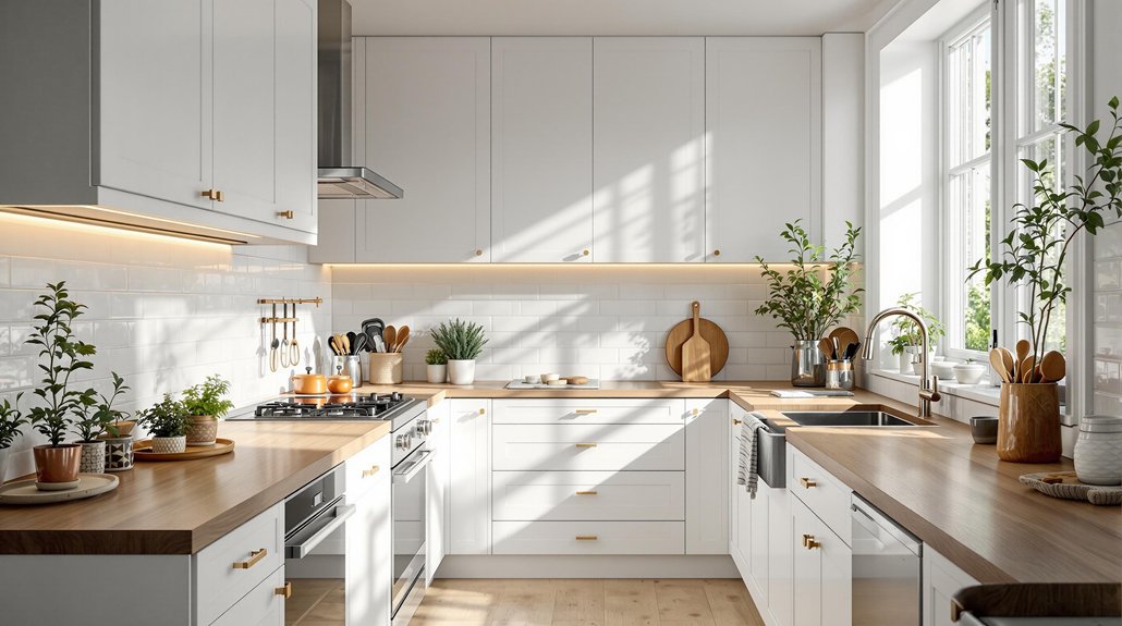 warm stylish white kitchens