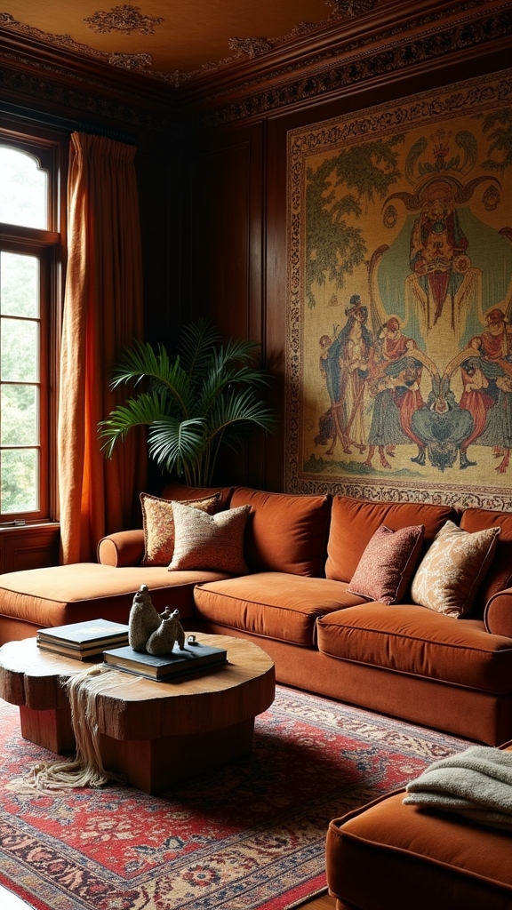warm textured eclectic living space
