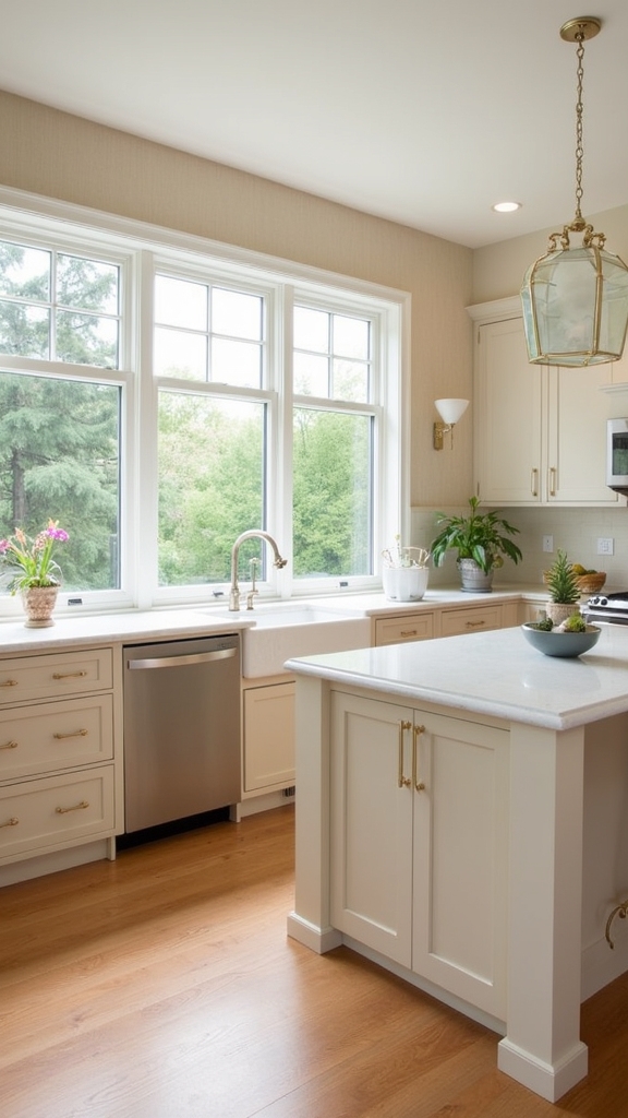 warm two tone kitchen island