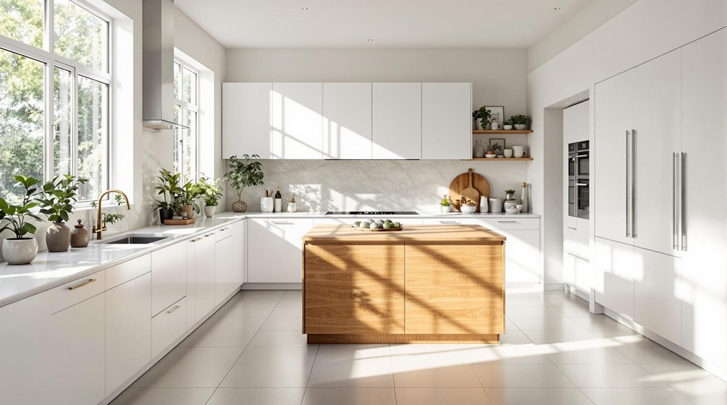 warm white kitchen contrast