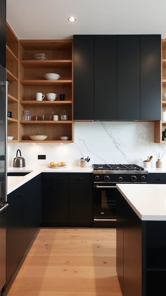 warm wood tones accentuate contrast