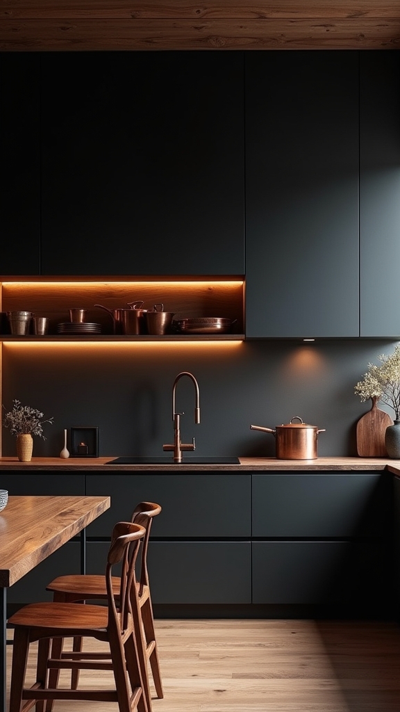 warm wooden kitchen accents