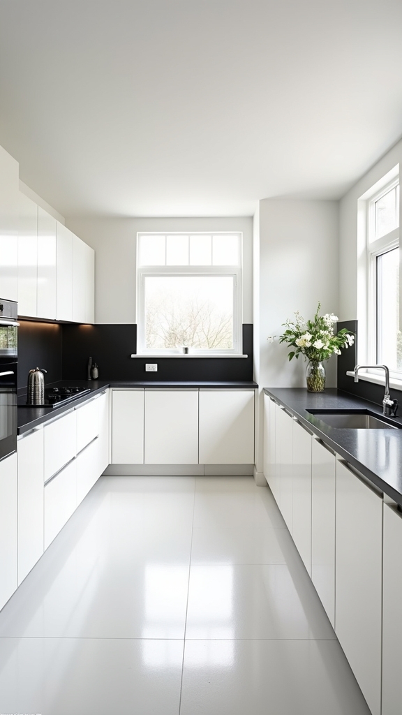 white cabinets charcoal surfaces