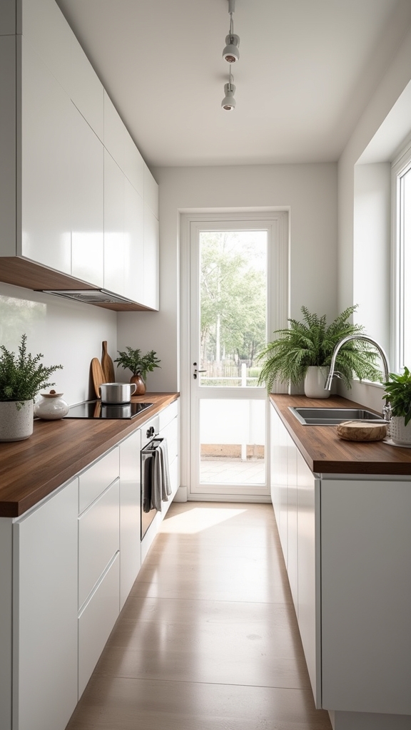 white cabinets walnut worktops